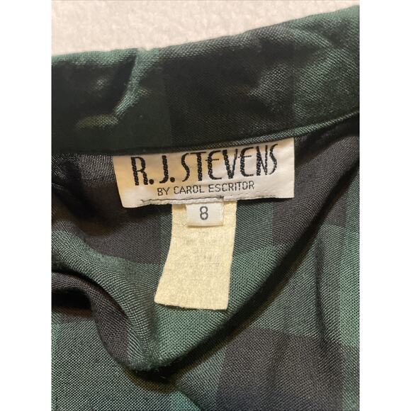 Vintage 80’s Dress R. J. Stevens By Carol Escritor Black Green Size 8 - Picture 8 of 10